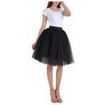 newrong 5 Katmanlı Örgü Yarım Vücut Etek Kabarık Etek Tütü Etek Çok Katmanlı Yarım Vücut Etek, siyah, One Size