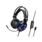 newrong 7.1 Gürültü Azaltma HiFi Kulaklık Ses Ayarı E-Spor Kulaklık Kablolu Kulaklık PS4 / Xbox/ Bilgisayar ile Uyumlu Siyah + Mavi