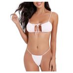 newrong İki Parçalı Bikini Düz Renk Halter İpli Tieback, Beyaz, XL