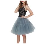 newrong Kabarık etek, tül etek, çok katmanlı, büyük etek, sarong kadın yarım etek, tütü etek, nedime eteği, gri, One Size