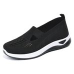 newrong Kadın Sneakers Nefes Rahat Yumuşak Taban Rahat Rahat Örgü Ayakkabı, siyah, 37.5 EU