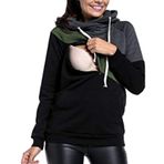 Newrong Koyu Gri-Ordu Yeşili Kanguru Cepli Kapüşonlu Hamile Sweatshirt
