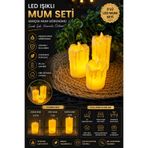 NEWSTORE HOME 3 Lu Krem Erimiş Görünümlü Led Mum Pilli