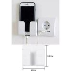 Newstore Home Yapıştırmalı Telefon Kumanda Tutucu Beyaz Mobil Şarj Priz Askısı Dayanıklı Yapı