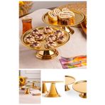 NEWTREND Züccaciye Lüx 2'Lİ Yuvarlak Gold Ayaklı Kek, Pasta, kurabiye,Tatlı, ikramlık, Çeyizlik Sunum Servis Standı