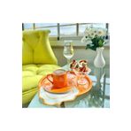 NEWTREND Züccaciye Metal Turuncu Tek Kişilik Dekoratif Çay, Kahve Ve Pasta Servisi Sunum Tepsisi 23 cm