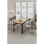 Nexa Siyah Metal Ayaklı 70X120 Sabit Masa Yemek Odası Takımı, Mutfak Takımı 4 Adet Sandalye - Cappuccino