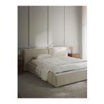NEXHOME Nova Karyola Baza Başlık Set 160x200 cm. Kırık Beyaz Keten Kumaş (Montaj Dahil)