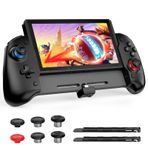 NexiGo Hall Effect Gripcon (No Drift, No Deadzone) with Hall Sensing Joystick for Nintendo Switch/Switch OLED, Ergonomic Handheld Mode, 6-Axis Gyro, Mapping Function, Black
