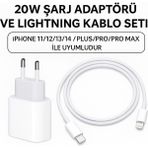 Nexiva Iphone 11/12/13/14/plus/pro/pro Max Ile Uyumlu Şarj Seti 20W Adaptör+Lightnin Type-C Kablo - Beyaz