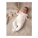 Next Baby %100 Organik Pamuklu Ekru Çiçek Desenli Tekli Baba Tulumu