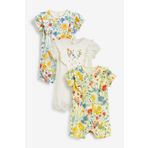 Next Baby 3'lü Sarı Çiçekli Romper Sarı 6-9 AY