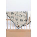 Next Baby Lıttle Dedı sherpa Organik Pamuk Çift Taraflı Mint Bebek Çocuk Sevimli Pati Battaniyesi, 80X100 - Mavi - Tek Ebat