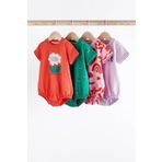 Next Baby Pamuklu Red Purple Flovers 4’lü Romper Set
