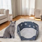 Next Craft Kedi Yatağı Yuvası Evi Minderli Taşınabilir 3 mm Keçe Altıgen Tasarım (Yuva+Minder) - Gri