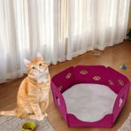 Next Craft Kedi Yatağı Yuvası Evi Minderli Taşınabilir 3 Mm Keçe Altıgen Tasarım (Yuva+Minder)