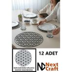 Next Craft Supla Amerikan Servis Keçe Yuvarlak 34 cm Tabak Tava Tencere Altlığı Sofra Servis Sunum Yanmaz 12 Adet - Gri - 34 x 34 cm