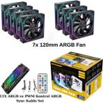 Next Gaming NG-O120B 7 Adet 120MM Argb Fan 11X Argb Pwm Slot Kontrolcü ve Kumanda Siyah