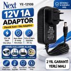 Next Nextstar Next Ye1210b 12V 1A Adaptör Plastik Kasa Dc Uçlu Güç Adaptörü Kamera Modem Router Uyumlu