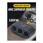 nextbuy 3 Port Araç Çakmaklık Çoğaltıcı Usb-Type-C 120W Araba Çakmak Soket Çoklayıcı Usb Şarj Aleti