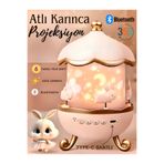 nextbuy Atlı Karınca Tavşan Bluetooth Şarjlı Gece Masa Lambası Projektör Dönen Gece Led Yıldızlı Işığı