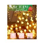 nextbuy Kar Topu Led Işık 4 Metre 20 Led 2x Pilli Süsleme Yılbaşı Aydınlatma Sarkıt Dizeleri Gün Işığı