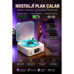 nextbuy Nostalji Plak Çalar Bluetooth Hoparlör 3d Ses Dalgası Çalar Saat Retro Pikap Şarjlı Müzik Kutusu