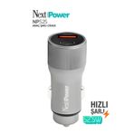 NextPower 52.5W Araç içi Hızlı Şarj Aleti Type-C + USB Güç Adaptörü Oto Çakmaklık