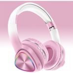 Nextron Kablosuz Bluetooth Kulaklık Kulak ve Kafa Üstü Kablosuz Anc Işıklı Oyun ve Müzik Kulaklığı - Pembe