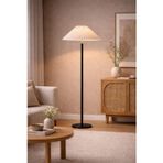 Nexus Pleated Floor Lamp – Black Ahşap Gövde Krem Plise Şapka Premium Lambader AHNTD32
