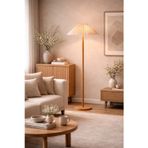 Nexus Pleated Floor Lamp – Natürel Ahşap Gövde Krem Plise Şapka Premium Lambader AHNTD32