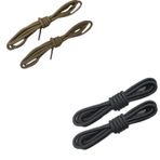 NEYSTORE 1 Çift 120 cm Siyah+ 1 Çift 120 cm Bej renkli, Çift Katmanlı, Sağlam, Dayanıklı, Fitilli, Yuvarlak Bot Bağcığı, Ayakkabı Bağcığı, (2 ÇİFT)