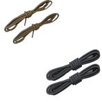 NEYSTORE 1 Çift 150 cm Siyah+ 1 Çift 150 cm Bej renkli, Çift Katmanlı, Sağlam, Dayanıklı, Fitilli, Yuvarlak Bot Bağcığı, Ayakkabı Bağcığı(2 Çift)