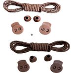 Neystore 1 Çift Çizgili Koyu Kahverengi + 1 Çift Açık Kahverengi Çizgili, Yuvarlak, Akıllı, Kilitle, Tak-Bırak, Elastik Bot, Spor Ayakkabı Bağcığı, 100 cm( 2 ÇİFT) - Açık Kahverengi - Koyu Kahverengi - Bej