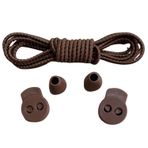 NEYSTORE 2 Çift Çizgili Koyu Kahverengi, Yuvarlak Yapılı, Akıllı, Kilitle, Tak-Bırak Bağcık, Elastik Bot, Spor Ayakkabı Bağcığı, 100 Cm
