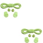 NEYSTORE 2 ÇİFT- Çizgili, Neon Yeşili, Yuvarlak Yapılı, Akıllı, Kilitle, Tak-Bırak Bağcık, Elastik Bot, Spor Ayakkabı Bağcığı, 100 Cm