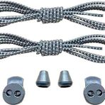 NEYSTORE 3 ÇİFT- Çizgili Füme(Koyu Gri) Yuvarlak Yapılı, Akıllı, Kilitle, Tak-Bırak Bağcık, Elastik Bot, Spor Ayakkabı Bağcığı, 100 Cm,