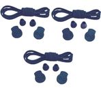 NEYSTORE 3 ÇİFT- Koyu Lacivert, Yuvarlak, 100 cm Elastik Akıllı, Kilitle, Tak-Bırak Bağcık, Yeni Nesil, Bağlamaya Gerek Olmayan Bot, Spor, Klasik Ayakkabı Bağcığı