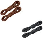 NEYSTORE Çift Katmanlı, Sağlam, Dayanıklı, Fitilli, Yuvarlak Bot Bağcığı, Ayakkabı Bağcığı, 1 Çift (1 Çift Siyah + 1 Çift Koyu Kahverengi, 120 cm)