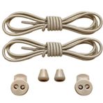 NEYSTORE Yuvarlak, 100 cm Elastik Akıllı, Kilitle, Tak-Bırak Bağcık, Yeni Nesil, Bağlamaya Gerek Olmayan Bot, Spor, Klasik Ayakkabı Bağcığı (1Çift, Bej)