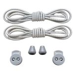 NEYSTORE Yuvarlak, Akıllı, Kilitle, Tak-Bırak Bağcık, Yeni Nesil, Bağlamaya Gerek Olmayan Bot, Spor, Klasik Ayakkabı Bağcığı,Elastik 100 cm,1 Çift (Gri) (Çizgisiz Gri)