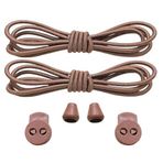 NEYSTORE Yuvarlak, Akıllı, Kilitle, Tak-Bırak Bağcık, Yeni Nesil, Bağlamaya Gerek Olmayan Bot, Spor, Klasik Ayakkabı Bağcığı,Elastik 100 cm,1 Çift (Sienna Tatlı Kahve)