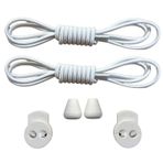 NEYSTORE Yuvarlak Yapılı, Akıllı, Kilitle, Tak-Bırak Bağcık, Elastik Bot, Spor Ayakkabı Bağcığı, 100 Cm, 1 Çift (Beyaz)
