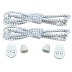 NEYSTORE Yuvarlak Yapılı, Akıllı, Kilitle, Tak-Bırak Bağcık, Elastik Bot, Spor Ayakkabı Bağcığı, 100 Cm, 1 Çift (Çizgili Beyaz)