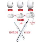 Nezih Case Airpods Pro 3 Uyumlu Silikon Yedek Kulaklık Ucu + Airpods Temizleme Kalemi - AirPods Pro 3 Yedek Uç Set - Beyaz