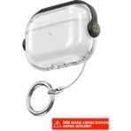 Nezih Case Apple Airpods 3. Nesil Pro Uyumlu Standlı Yüzüklü Şeffaf Kılıf - Siyah