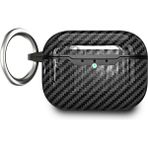Nezih Case Apple Airpods Pro 3 Uyumlu Karbonfiber Dokulu Darbelere Karşı Korumalı Askı Aparatlı Silikon Kılıf - Siyah