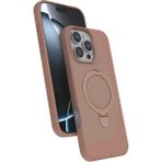 Nezih Case Apple iPhone 15 Pro Max Uyumlu Içi Kadife Stand Olabilen Halka Yüzüklü Kılıf - Kahverengi