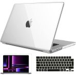 Nezih Case Apple Macbook Air 13 Inç M1 Çip A2337 Tam Uyumlu Alt Üst Kılıf / Klavye Kılıfı / Ekran Koruyucu Film Seti - Parlak Şeffaf