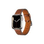 Nezih Case Apple Watch 2/3/4/5/6/7/8/9/se/ultra 42/44/45/49mm ve Seri 10 46mm Hermes Deri Kordon Strap Kayış